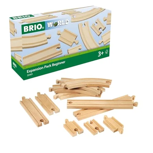 BRIO World RC Train Sets Expansion Pack 11 Piece Wooden Train Track Set FSC Certified Safe for Ages 3 and Up