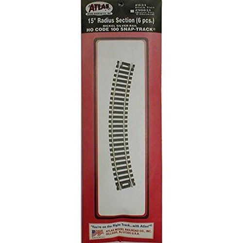 Atlas Trains Code 100 Nickel Silver 15 Inch Radius Snap Track 6 Pieces Box HO Scale Perfect for RC G Scale Trains Enthusiasts