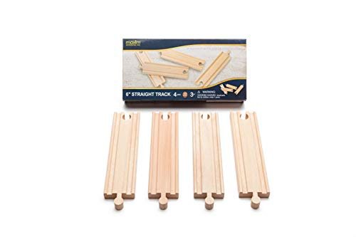 Maxim Enterprise Inc Dirt Track RC Wooden Train Track Set 6 Straight Railway Track Expansion Pack 4 Pack