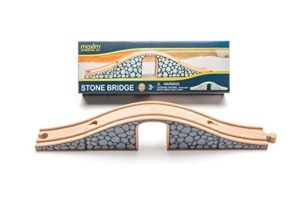 Maxim Enterprise Inc RC Trucks with Trailers and Tractors 3 Piece Wooden Stone Bridge Set for Hardwood Toy Train Accessories