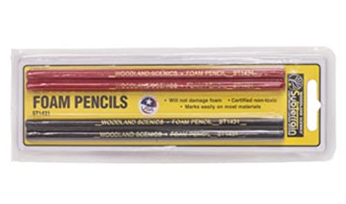 Woodland Scenics WS 1431 Foam Pencils Ideal for Crafting Foam RC Jets 2 Red and 2 Black