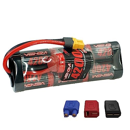 Venom Power Drive Series 8.4V 4200mAh 7 Cell NiMH Hump Pack Universal 2.0 Plug Adapter System for 1/10 Brushed Radio Control Boats 2WD and 4WD Cars Trucks Buggies