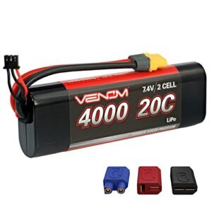 Venom Drive Series 20C 2S 4000mAh 7.4V LiPo Battery with Universal Plug Adapter System