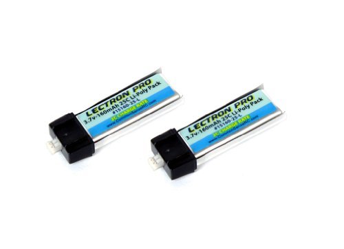 Common Sense RC 2 Pack 3.7 Volt 160mAh 25C Li Poly Battery for Son of a Digger RC Monster Truck Blade mCX mCX2 mSR mSR X Nano QX Nano CPX and UMX AS3Xtra