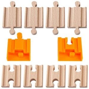 Orbrium Toys 8 Piece Wooden Train Track Adapter Pack Compatible with Brio RC Train Engine Thomas Chuggington Sets