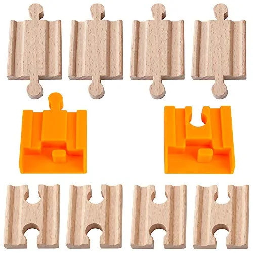 Orbrium Toys 8 Piece Wooden Train Track Adapter Pack Compatible with Brio RC Train Engine Thomas Chuggington Sets
