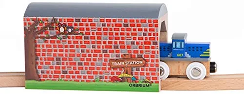 Orbrium Toys Large Wooden Train Tunnel Track for Brio RC Travel Train Sets
