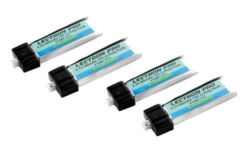 Lectron Pro 3.7V 80mAh 15C Lipo Battery 4 Pack with Micro Connector for UMX Vapor Lite and Blade Scout CX