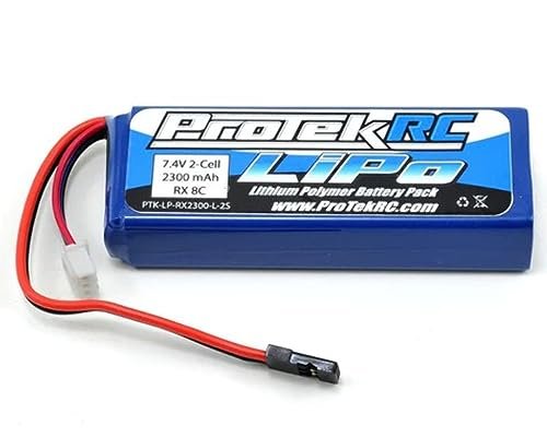Protek 2s 7 4v 2300mah Lipo Flat Receiver Battery Pack PTKLPRX2300L2S
