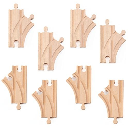 ORBRIUM 8X 3.5 Curved Switch Tracks Wooden Train Expansion Set Pack Compatible with RC Travel Train Brio Thomas Chuggington Melissa Doug Imaginarium