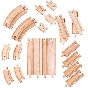 Bigjigs Rail Product Name: Expansion Pack - 24 Pieces Curves and Straights - Compatible with Major Rail Brands