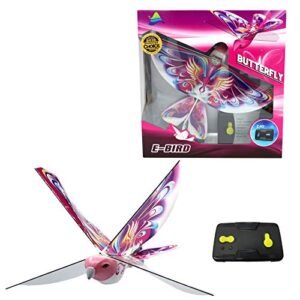 MUKIKIM eBird Pink Butterfly RC Model Flying Wings Drone Toy for Kids Indoor Outdoor Remote Control Bionic Flapping Wings Bird Helicopter USB Recharging Creative Child Preferred Choice Award Winner