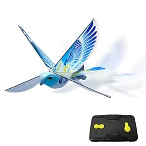 MUKIKIM eBird Blue Pigeon RC Airplane Wings Toy for Kids Indoor Outdoor Flying Bionic Flapping Wings Helicopter with USB Recharging