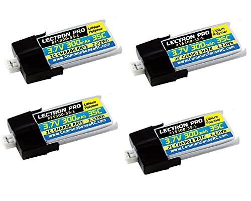 Lectron Pro 3.7 Volt 300mAh 35C Lipo Battery 4 Pack for Blade Nano QX 3D and mCP X