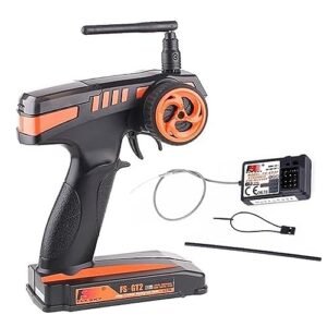 Flysky FS-GT2 RC Transmitter with FS-GR3E Receiver, 2.4GHz 2 Channel Digital Radio Controler and Receiver for RC Car Boat