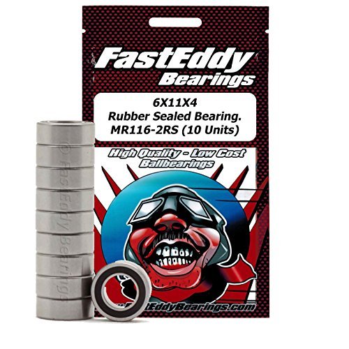 FastEddy Bearings MR116 2RS Rubber Sealed Bearing 6X11X4 Pack of 10