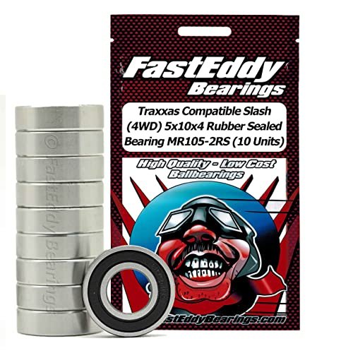 FastEddy Bearings 5x10x4 Rubber Sealed MR105 2RS 10 Pack for Traxxas Slash 4WD