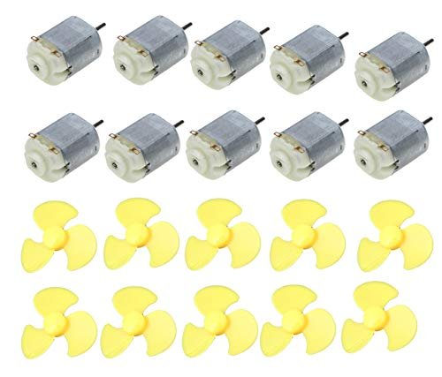HiLetgo 10pcs Micro 130 Motor Small DC Motor with 50mm 3 Leaf Propeller for Awesome RC Hobbies DIY Toys and Smart Car Projects