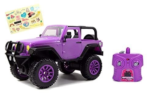 Jada Toys GIRLMAZING Purple 1/16 Scale R C Jeep with Customizable Bumpers