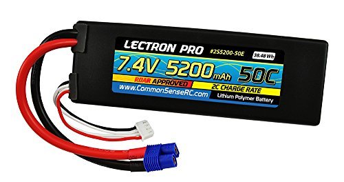 Common Sense RC Lectron Pro 7.4V 5200mAh 50C Lipo Battery for ECX and Losi 1/10 Scale Vehicles