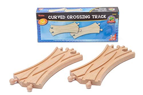 Maxim Enterprise Inc Name RC Curved Crossing Track 2 Pcs Wooden Toy Train Set Compatible with Major Brands