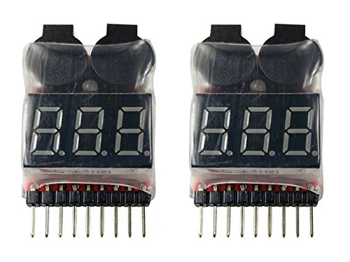 Apex RC Products 2 Pack Lipo Battery Voltage Checker Alarm LED for RC Hydrogen Fuel Cell 1 to 8 Cell