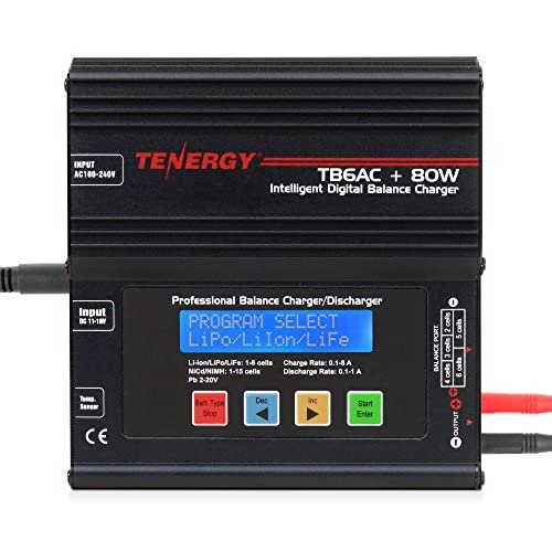 Nebo Redline RC Battery Tenergy TB6AC+80W Balance Charger Discharger for 1S 6S Li Po Li Fe NiMH NiCd Packs with LCD Display and Multiple Connectors