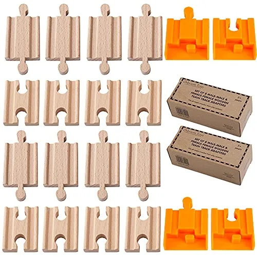 Orbrium 8 Plus 2 Bonus Pcs Wooden Train Track Adapter Pack Compatible with Brio RC Train Thomas Chuggington Wood Track