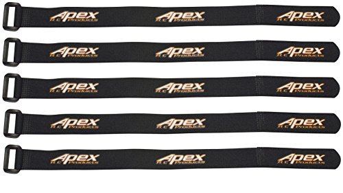Apex RC Products Aurora RC Battery 5 Pack 20mm x 300mm Lipo Battery and Electronics Straps 3051