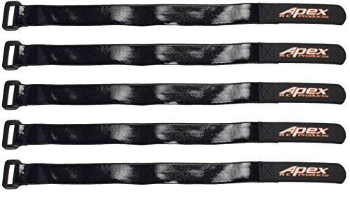 Apex RC Products 5 Pack 20mm x 300mm HD Rubberized Battery Straps for Tyco RC Motorcycle Battery