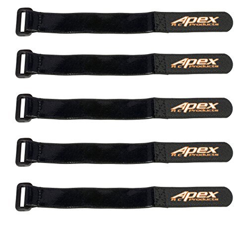 Apex RC Products 5 Pack 20mm x 200mm HD Rubberized Battery Straps Non Slip 3030 for RC Body 200mm