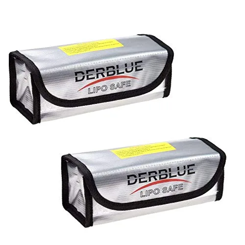 DerBlue 2pcs Fireproof Explosionproof RC Lipo Battery Bag 185x75x60mm