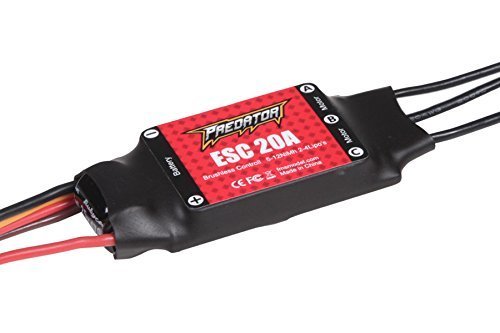 Predator ESC 20A Brushless Speed Controller with JST Plug and 200mm Cable Ideal for Top RC Hobby Cessna 182 and Other RC Aircraft