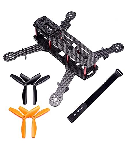 Readytosky 250mm Wheelbase RC Body FPV Racing Drone Frame 5 Inch Carbon Fiber Quadcopter Kit with 4mm Arms and Lipo Battery Strap
