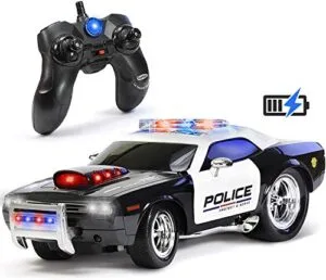 SpeedX Remote Control RC Police Car with Lights and Siren Rechargeable Toy for Kids Ages 3 12
