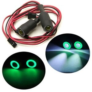 Jack Store LED Angel Eyes Light Headlights Taillight Back Light 13MM Outer Diameter for Sky Angel RC Airplanes and 1 10 RC Crawler Cars Green White