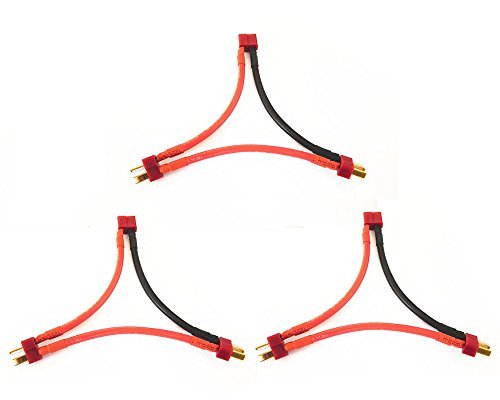 T Plug Serial Battery Connector Cable T Connector Series w/ 12AWG Silicone Wire for RC LiPo Battery Male and Female Connectors x 3 PCS
