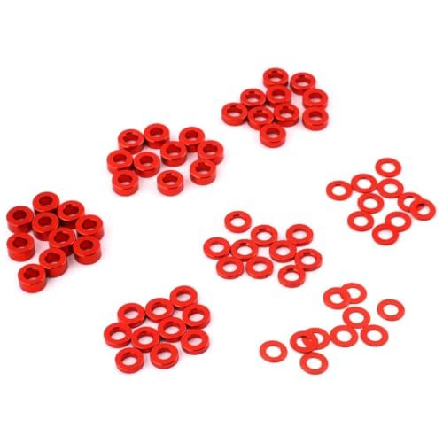 RC Willey LG Washer Yeah Racing Aluminum M3 Flat Washer Set 0.25 to 3mm 10pcs Red YA0390RD