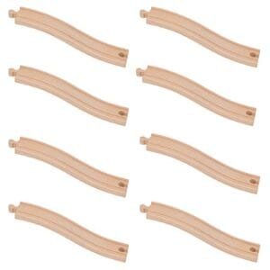 ORBRIUM Toys Wooden Train Ascending Tracks Pack of 8 Compatible with Imaginarium RC Train and All Major Wooden Railways