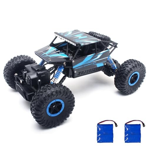 Cheerwing 1 18 Scale Rock Crawler 2.4Ghz Remote Control Car 4WD Off Road RC Monster Truck with 2 Battery Packs Blue