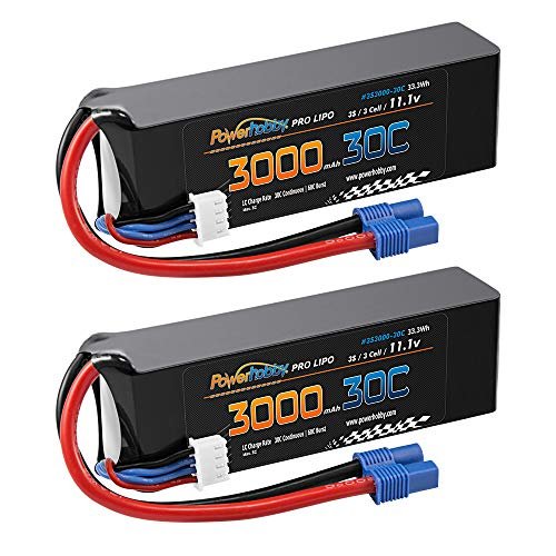 Powerhobby 3S 11.1V 3000mAh 30C Lipo Battery Pack with EC3 Connector 2 Pack Ideal for is 350 vs rc 350 and More