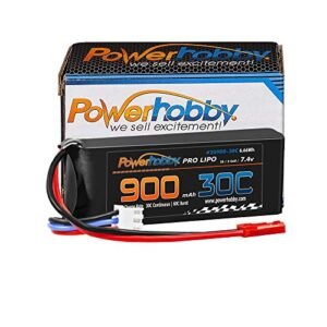 Hobbypower 900mAh 7.4v 2S 30C Lipo Battery Hardwired JST 2S90030JST for Blade 200 QX CX CX2 CX3 EFlite UMX A10