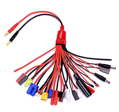 Readytosky 19 in 1 Lipo Battery Charger Adapter Convert Cable Banana Plug to JST T Plug XT60 EC3 EC5 HXT 4mm for Vatos RC Car Battery Drone