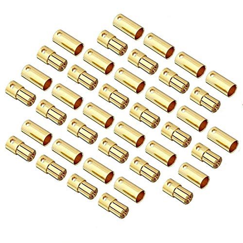 Youme 20 Pairs 6 5mm Gold Banana Bullet Connector Plug Compatible with Harbor Freight Neptune RC Boat Battery