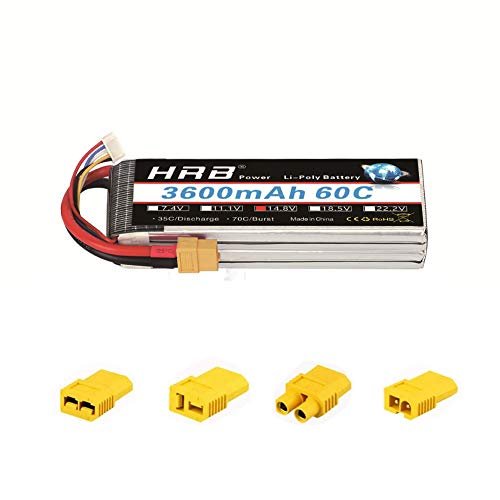 HRB 4S Lipo Battery 3600mAh 14.8V 60C with XT60 Plug for Snap2 RC Truck Graphics and More