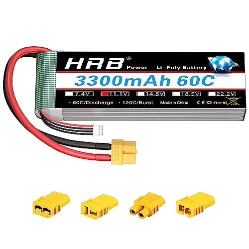 HRB 3S 11.1V 3300mAh 60C Lipo Battery with XT60 Connector for Redbull RC Boat and Other RC Vehicles
