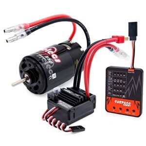 Jrelecs 550 12T Brushed Motor with 80A Brushless ESC and LED Programming Card Combo Set Best Short Course RC Truck Tires for 1/10 Scale Electric Vehicles