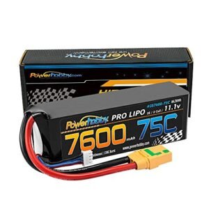Power Hobbies 3S760075CXT90 7600mAh 11.1V 3S 75C Lipo Battery Hardwired XT90 Connector for RC Cars Trucks and Buggies