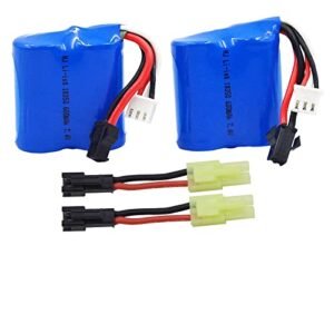 Blomiky 2 7.4V 600mAh Li ion Battery with SM 2P Plug for Skytech H100 RC Racing Boat and Compatible Models
