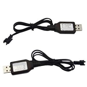 Blomiky 2 Pack 6.0V 250mA USB Charger Power Adapter Cable with SM 2P Connector Plug for JDM RC Cars and 6V 700mAh Ni cd Battery Packs